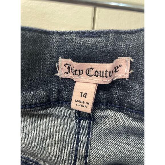 Juicy Couture Y2k  Woman Distressed Denim Rhinestones SZ 14 - Picture 7 of 8